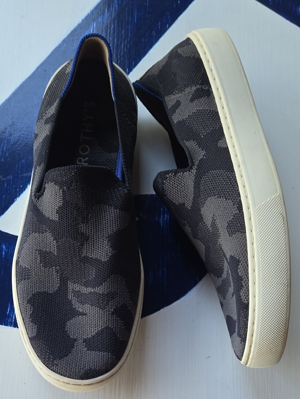 Rothy's The Original Gray Camo Slip-on Sneaker Size 9